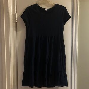 Time and Tru Tiered Women's Midi Dress - Navy Blue
